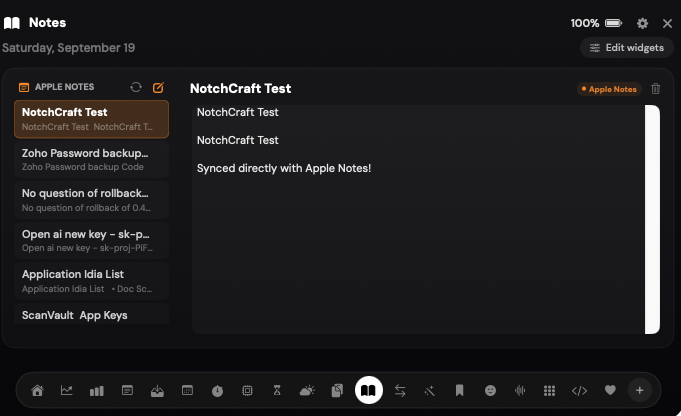 Synced directly with Apple Notes